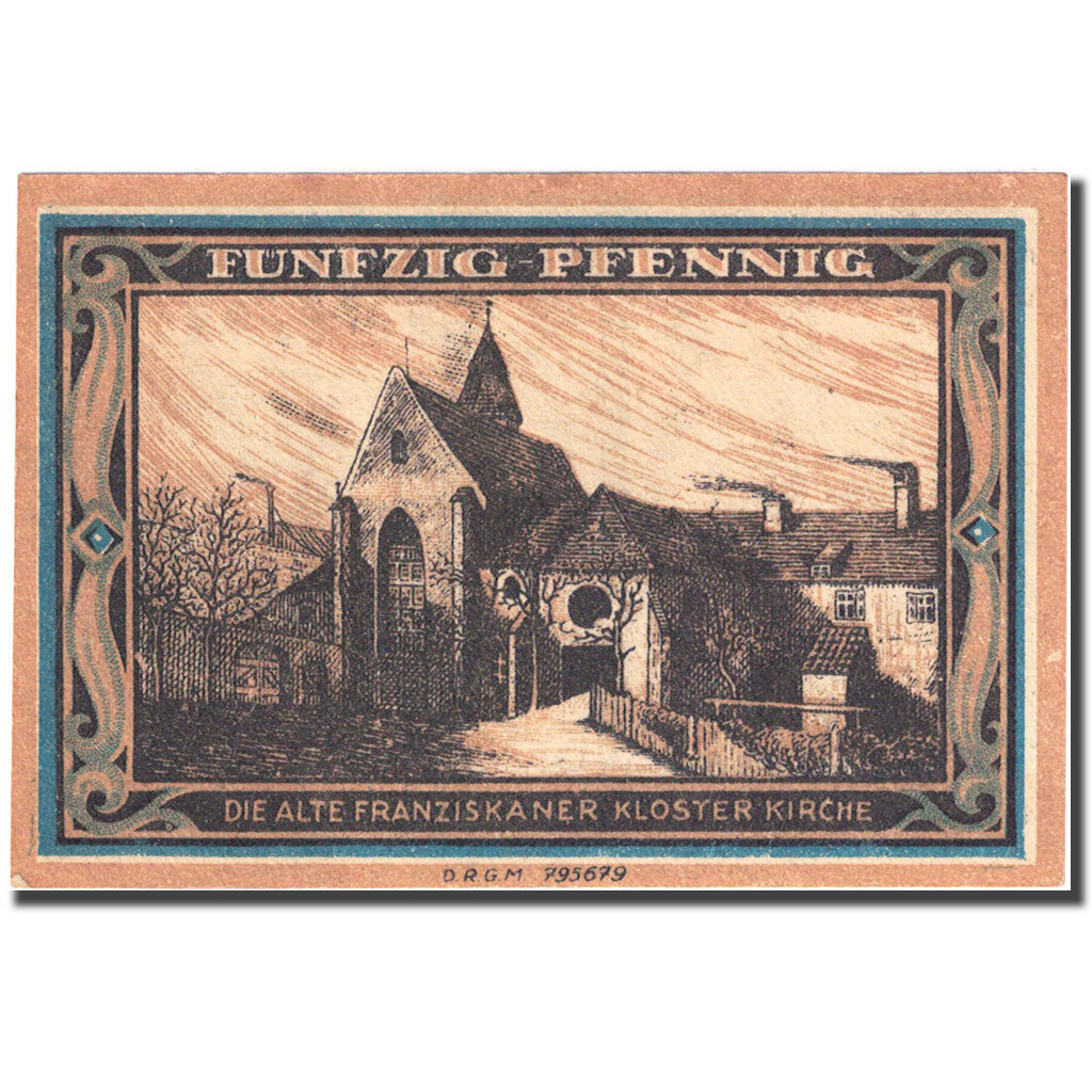 Banconote, Germania, Glogau, 50 Pfennig, Eglise, 1922, SPL, Mehl:440.1
