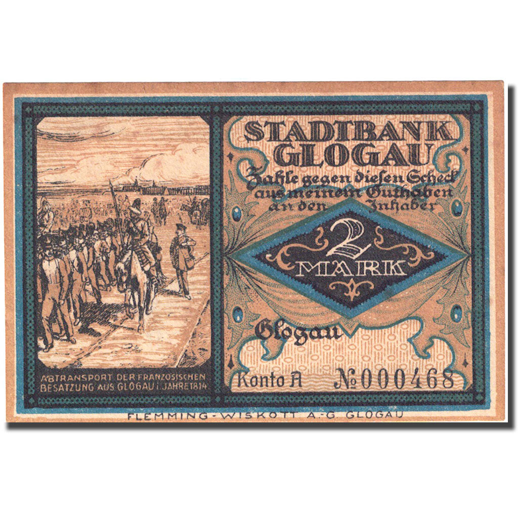 Banknote, Germany, Glogau, 2 Mark, armée, 1922, UNC(63), Mehl:440.1
