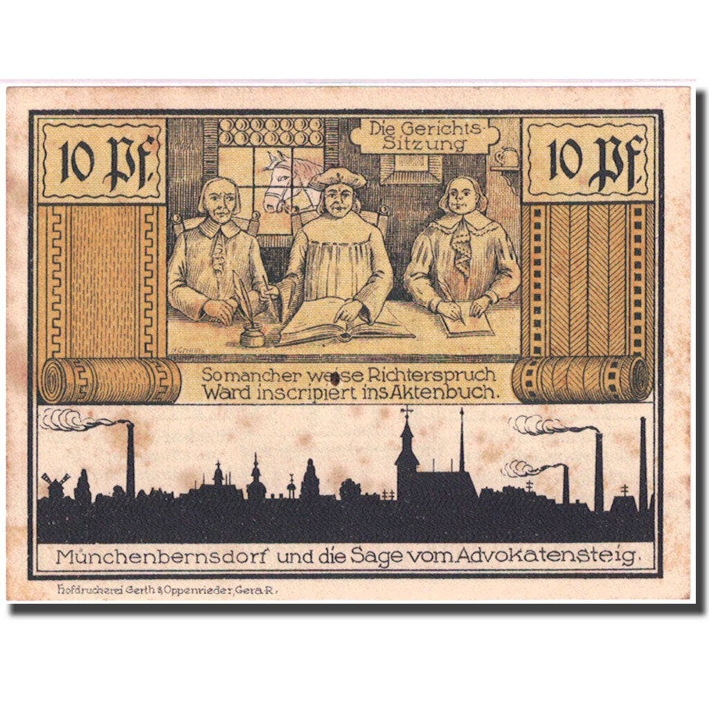 Banknote, Germany, Münchenbernsdorf, 10 Pfennig, personnage AU(55-58) Mehl 911.3