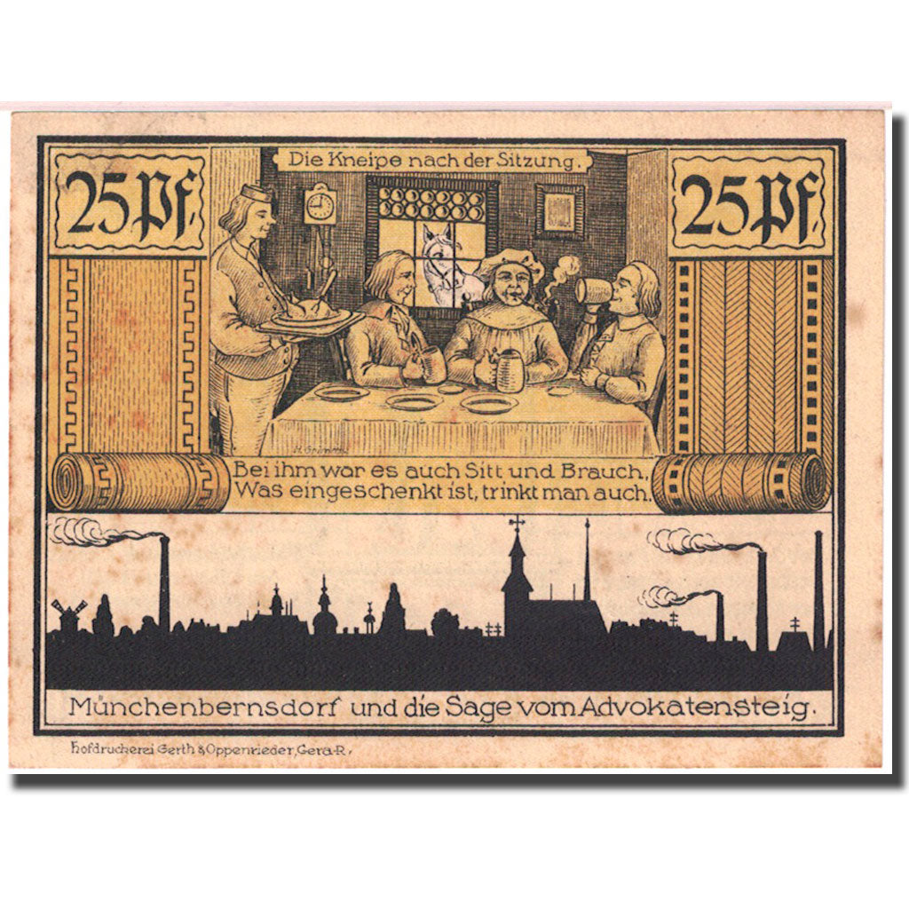 Banknote, Germany, Münchenbernsdorf, 25 Pfennig 1921 AU(55-58) Mehl 911.3
