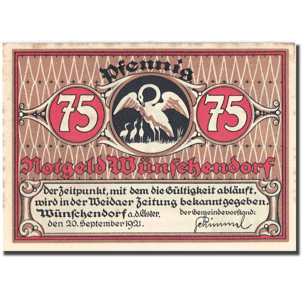 Banknote, Germany, Wünschendorf, 75 Pfennig personnage 1 AU(55-58) Mehl 1457.2