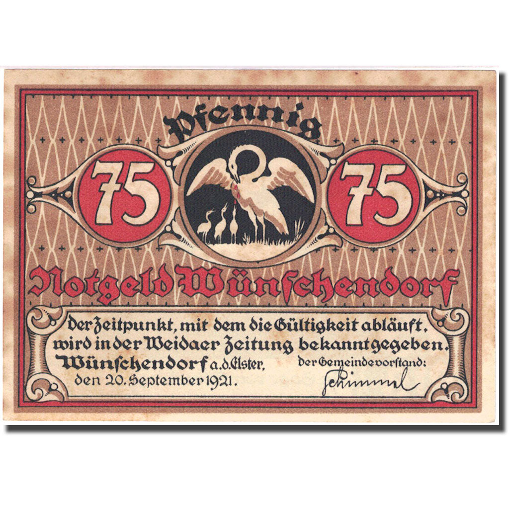 Banknote, Germany, Wünschendorf, 75 Pfennig personnage 2 AU(50-53) Mehl 1457.2