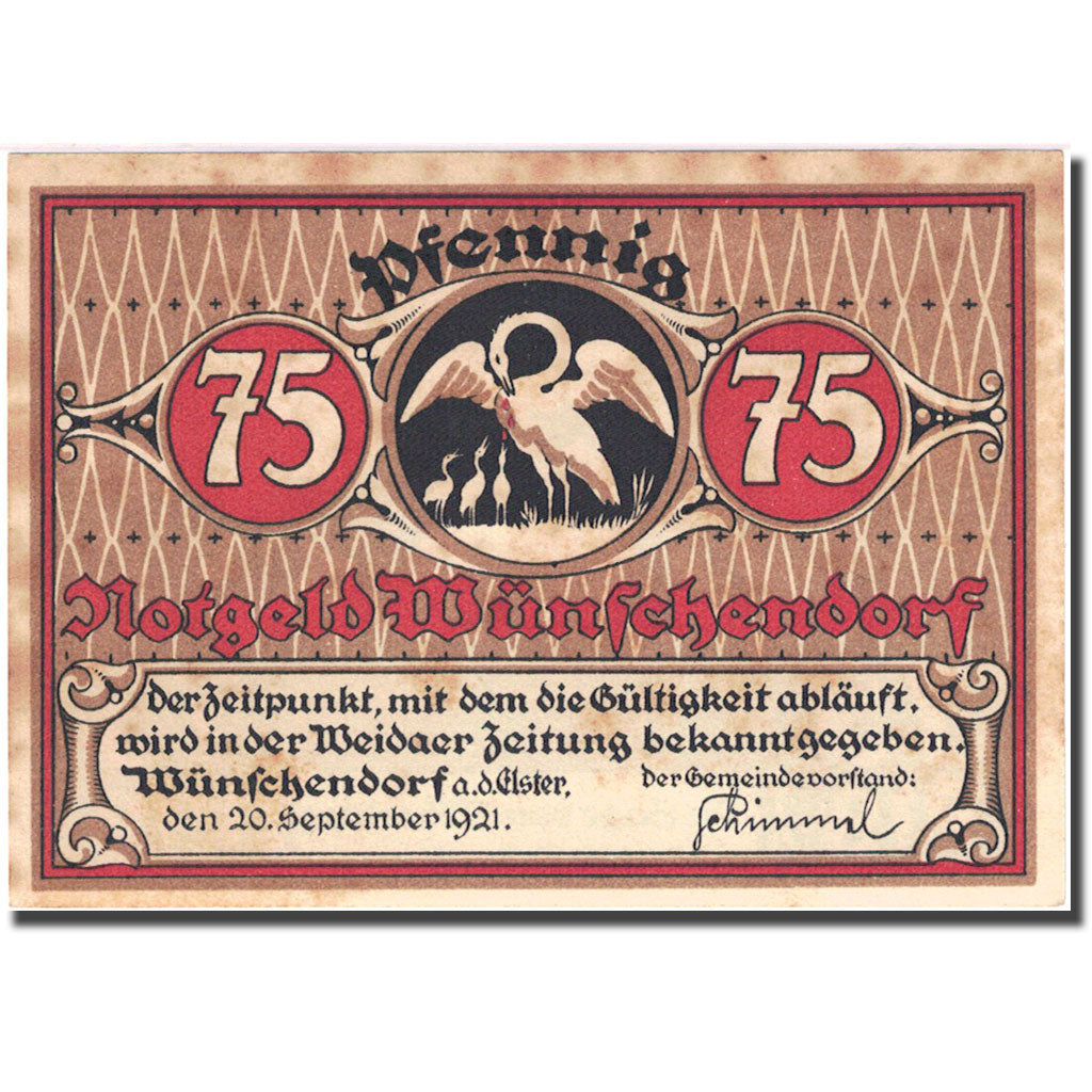 Banconote, Germania, Wünschendorf, 75 Pfennig, personnage 3 TTB Mehl 1457.2