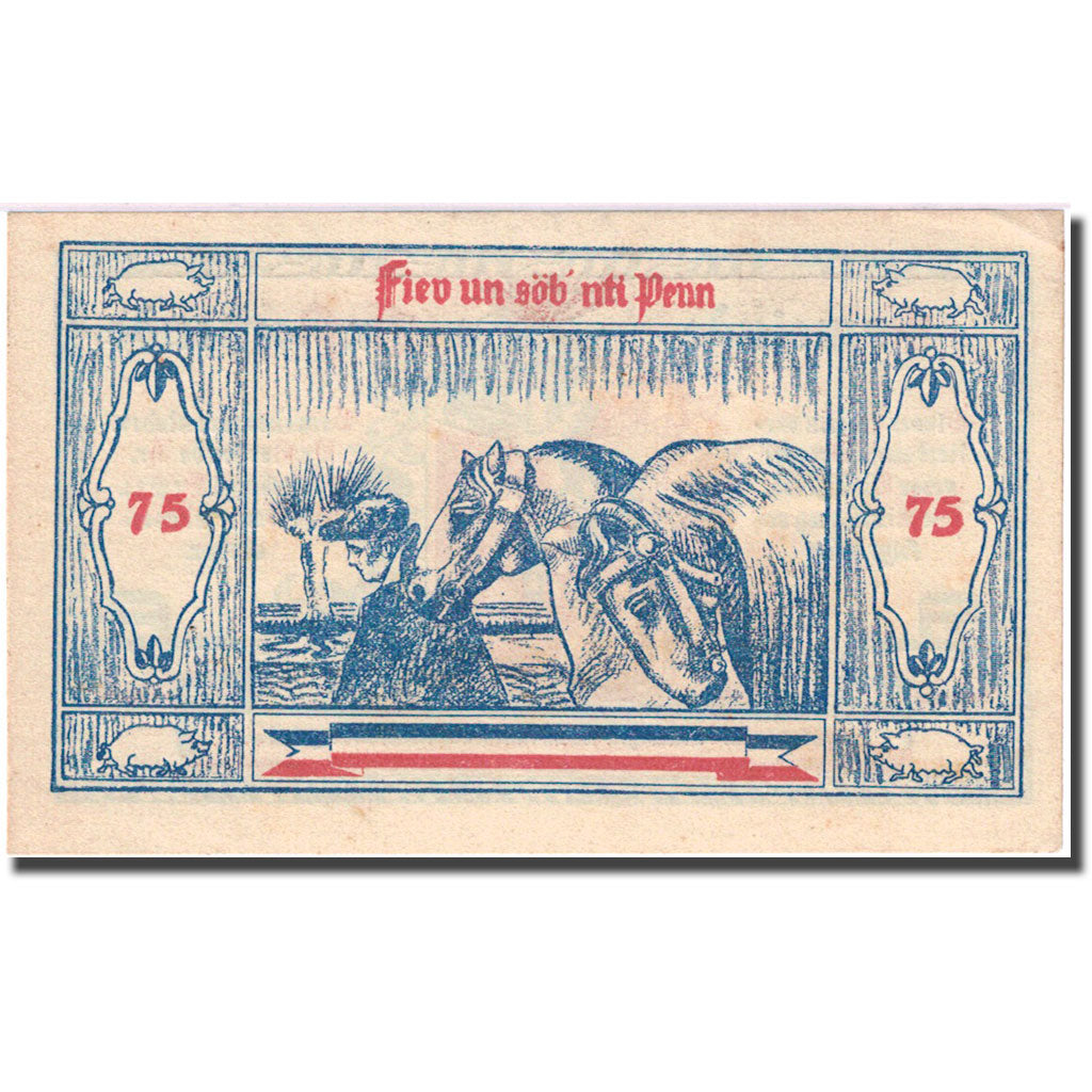 Banconote, Germania, Gross Nordende, 75 Pfennig, cheval 1921 SPL Mehl 484.1a
