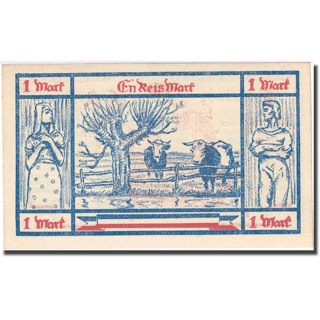 Geldschein, Deutschland, Gross Nordende, 1 Mark Animaux 1921 UNZ- Mehl 484.1a