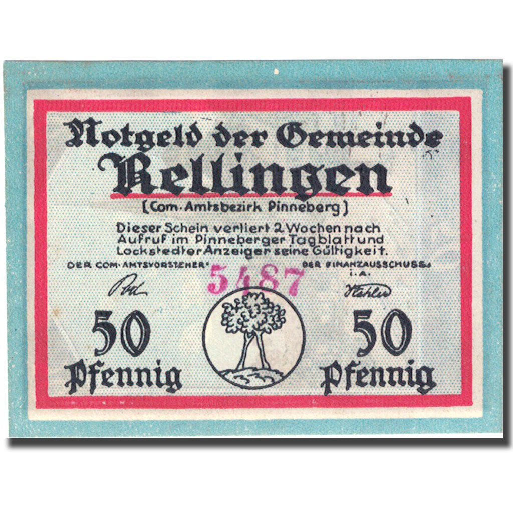 Banconote, Germania, Rellingen, 50 Pfennig, Eglise, 1921, SPL, Mehl:1113.1
