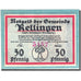 Banconote, Germania, Rellingen, 50 Pfennig, Eglise, 1921, SPL, Mehl:1113.1