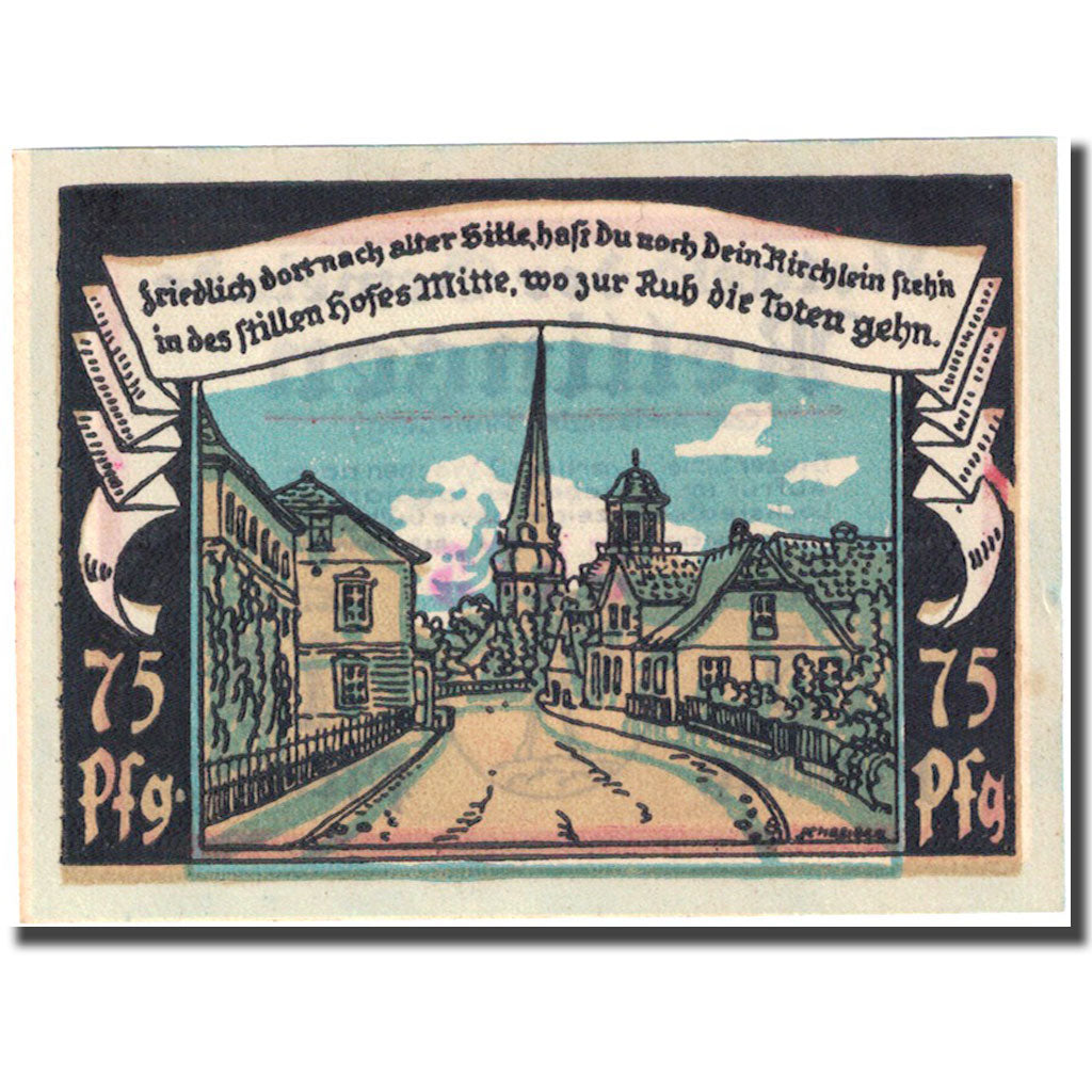 Banconote, Germania, Rellingen, 75 Pfennig, village, 1921, SPL, Mehl:1113.1