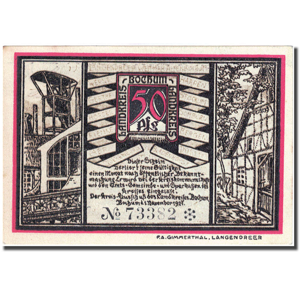 Banknote, Germany, Bochum, 50 Pfennig, mineurs 1, 1921-11-01 UNC(63) Mehl 127.1a