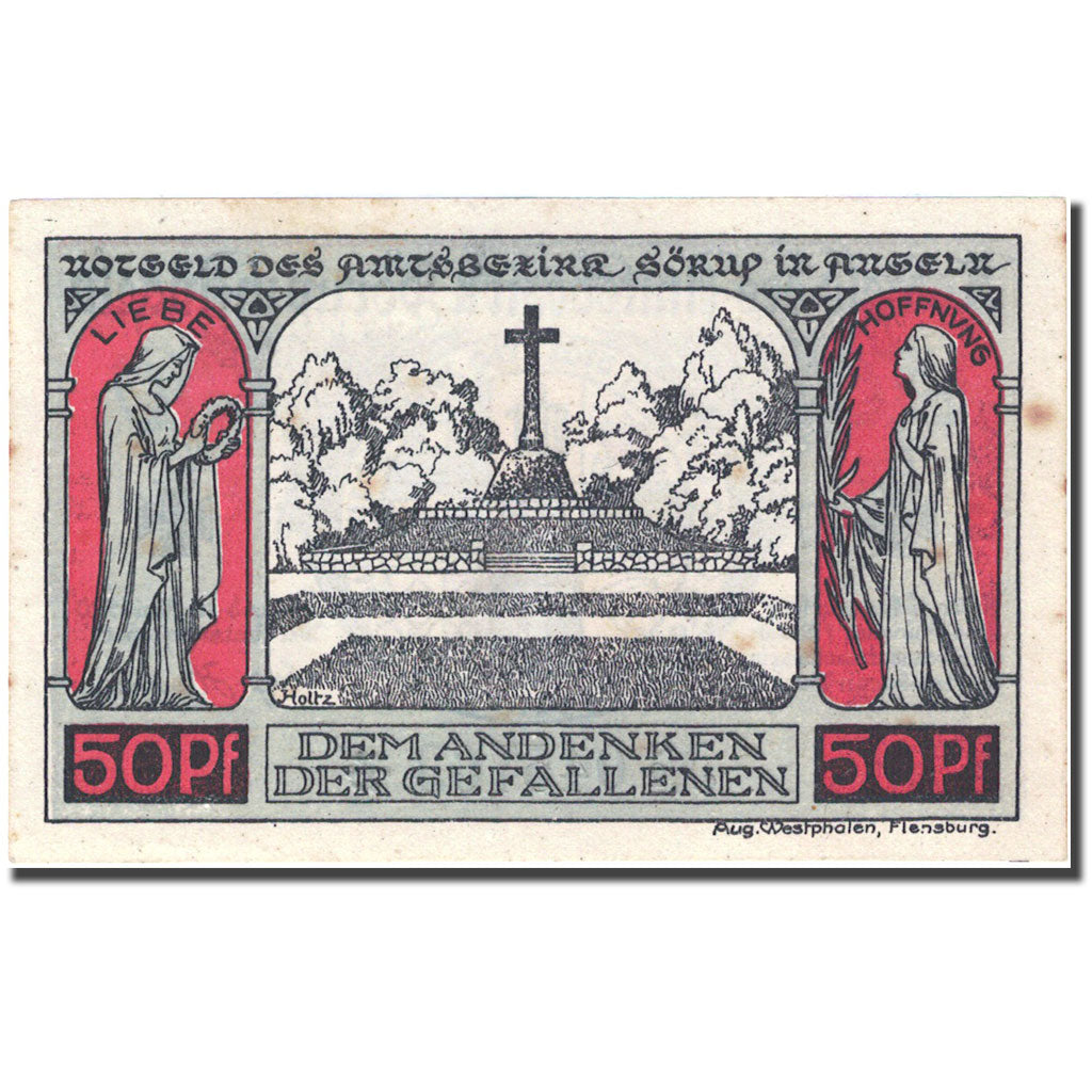 Banknote, Germany, Sörup, 50 Pfennig, Monument, 1920 AU(55-58) Mehl 1231.1a