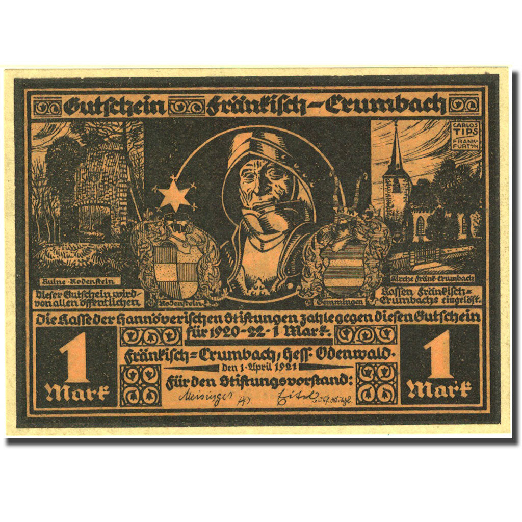 Banknote, Germany, Fränkisch, 1 Mark, chevalier, 1922, UNC(63), Mehl:372.1