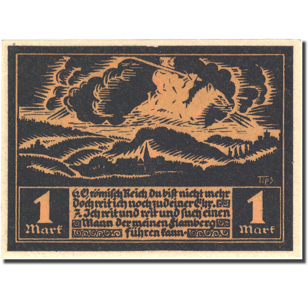 Banknote, Germany, Fränkisch, 1 Mark, chevalier, 1922, UNC(63), Mehl:372.1