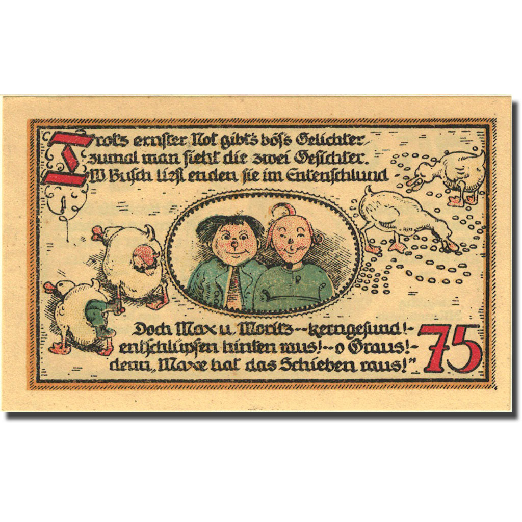 Banknote, Germany, Gatersleben, 75 Pfennig personnage 5, 1921 UNC(63) Mehl 409.1