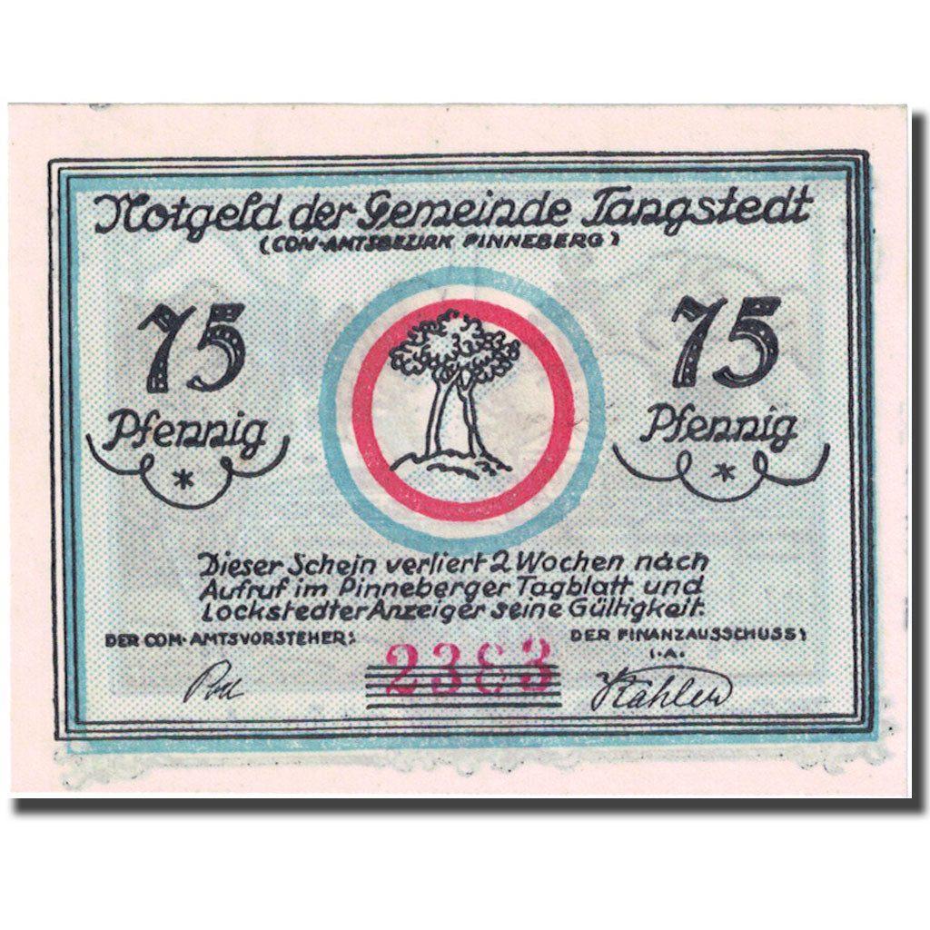 Banknote, Germany, Tangstedt, 75 Pfennig, parc, 1921, UNC(63), Mehl:1309.1a