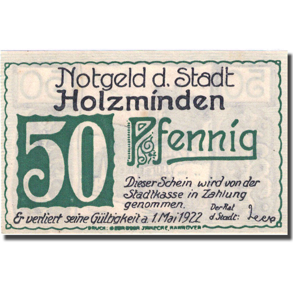 Banknote, Germany, Holzminden, 50 Pfennig, Maison, 1922 UNC(63) Mehl 625.1