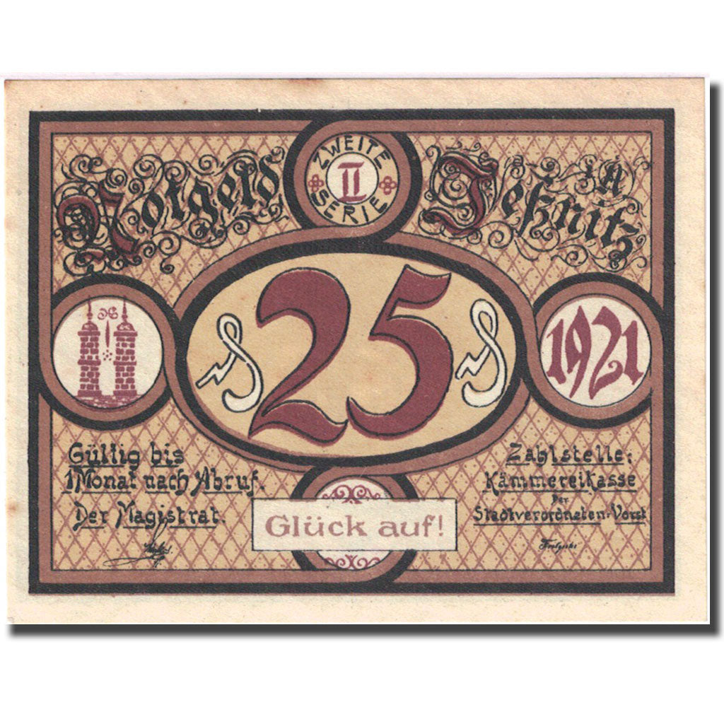 Banknote, Germany, Jessnitz, 25 Pfennig, personnage, 1921, UNC(63), Mehl:659.2