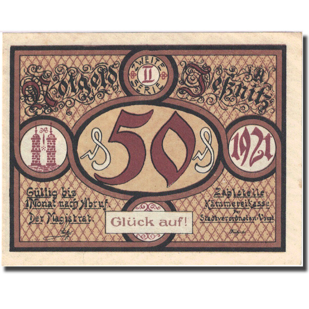 Banknote, Germany, Jessnitz, 50 Pfennig, Eglise, 1921, UNC(63), Mehl:659.2