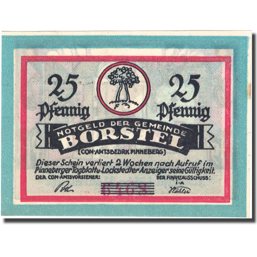 Banknote, Germany, Borstel, 25 Pfennig, cuisine, 1921, UNC(63), Mehl:145.1