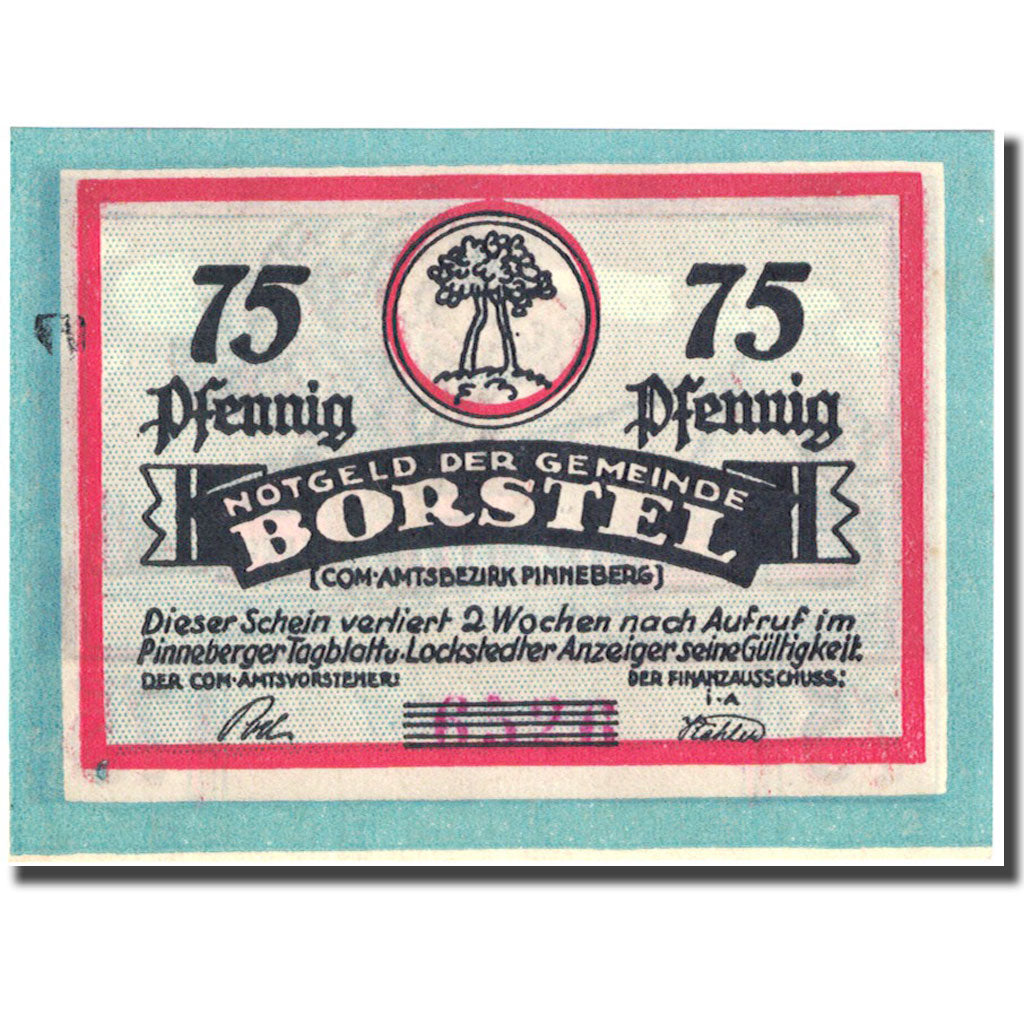 Banknote, Germany, Borstel, 75 Pfennig, ferme 1, 1921, UNC(63), Mehl:145.1