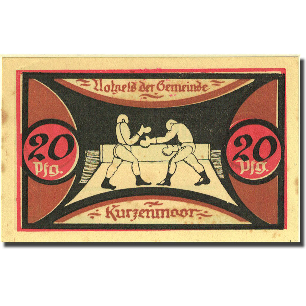 Banknote, Germany, Kurzenmoor, 20 Pfennig, boxeur, 1921 AU(55-58) Mehl 751.1a