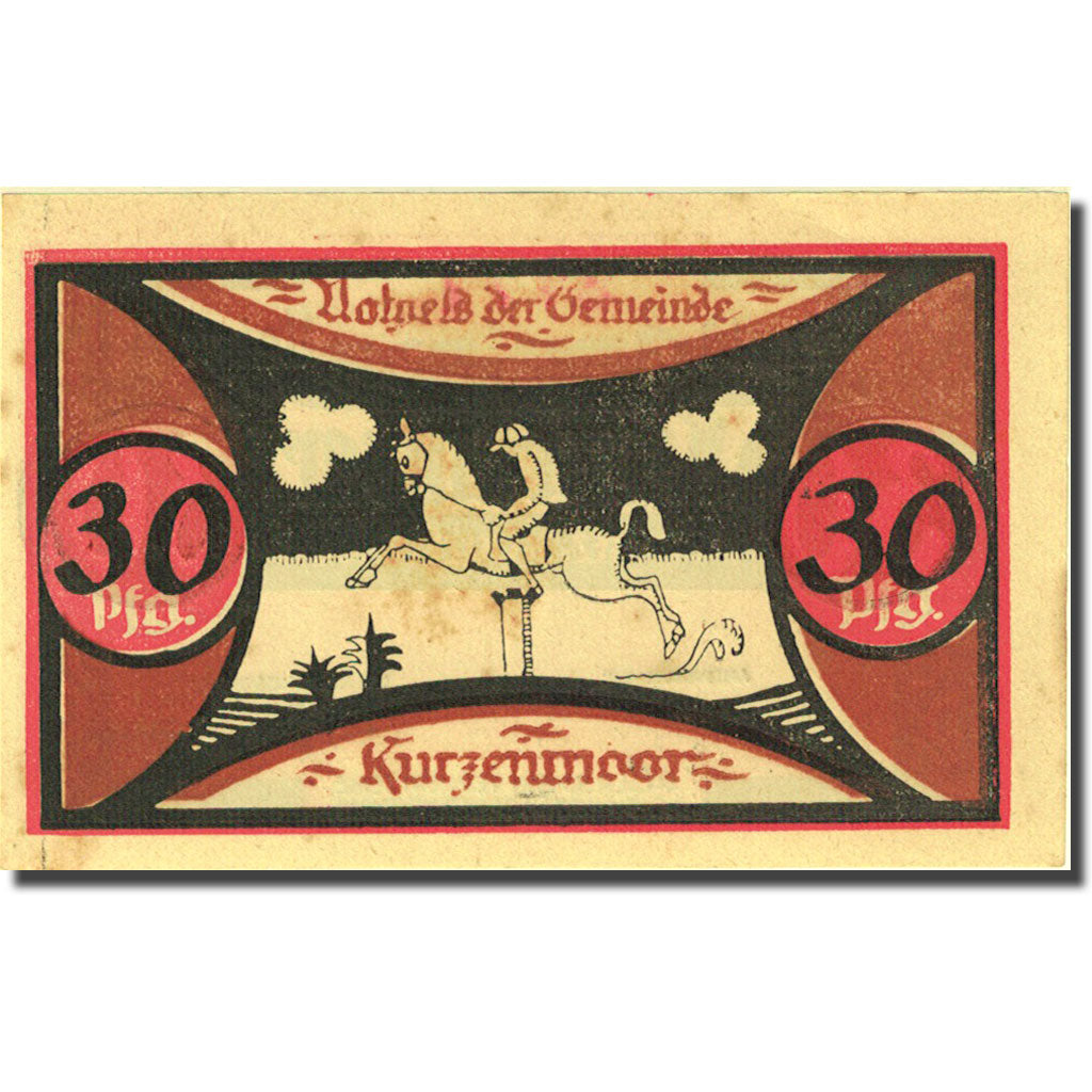 Banknote, Germany, Kurzenmoor, 30 Pfennig, cavalier, 1921 UNC(63) Mehl 751.1a