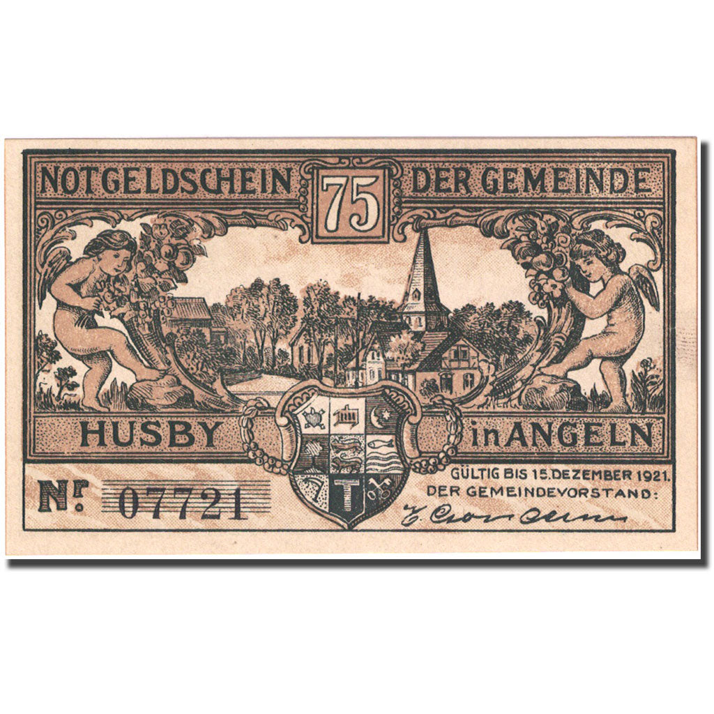 Banknote, Germany, Husby, 75 Pfennig, douane, 1921 UNC(63) Mehl 637.1a