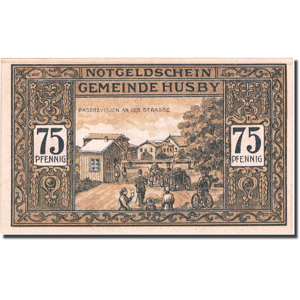 Banknote, Germany, Husby, 75 Pfennig, douane, 1921 UNC(63) Mehl 637.1a