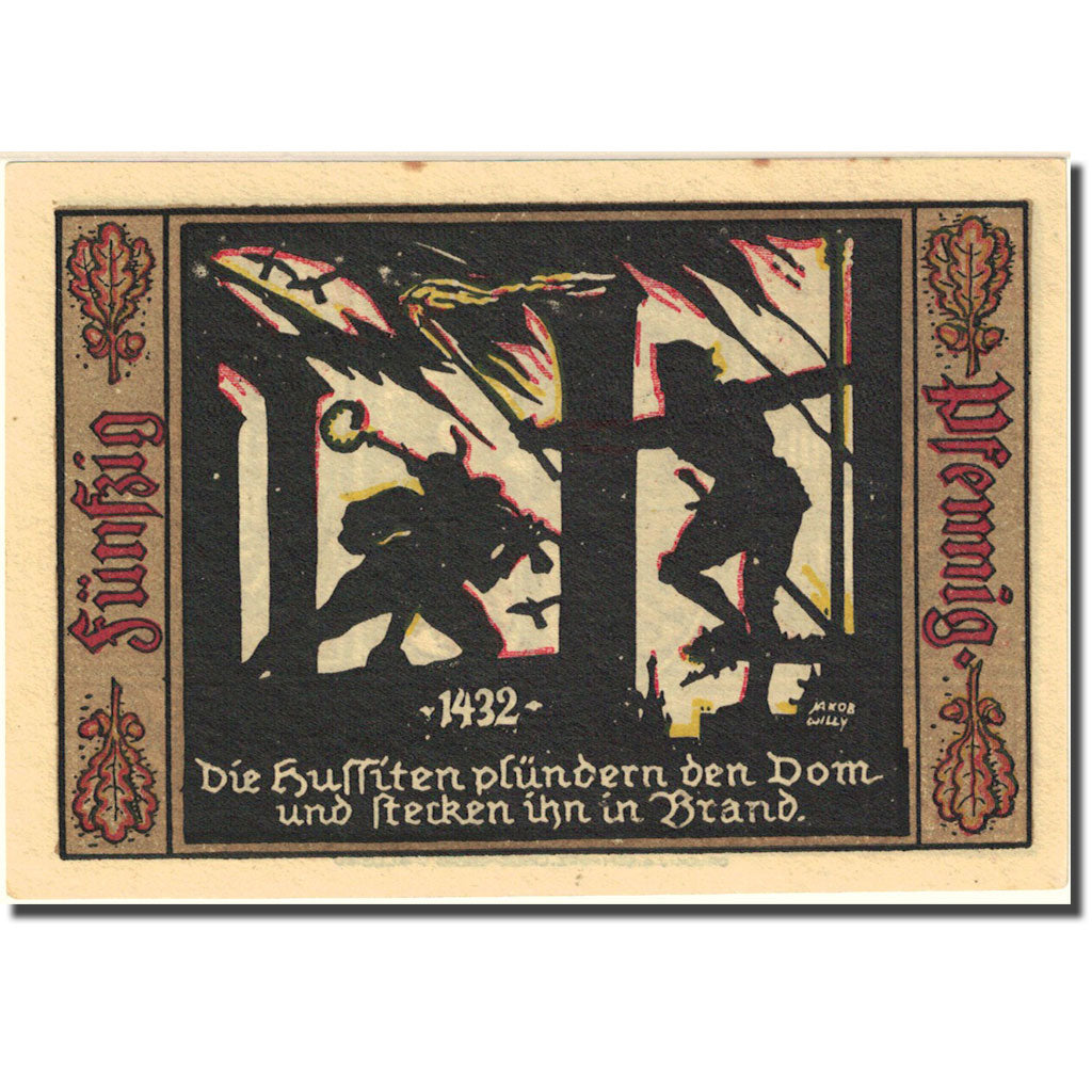 Banknote, Germany, Fürstenwalde, 50 Pfennig, personnage 1921 UNC(63) Mehl 403.1a