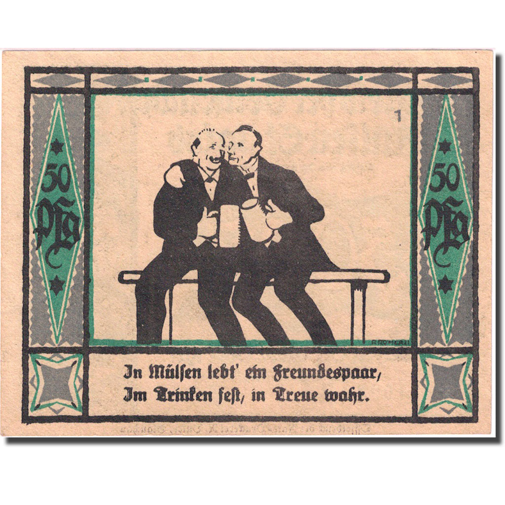Banconote, Germania, Mülsen St Jacob, 50 Pfennig personnage, 1921 SPL Mehl 906.1