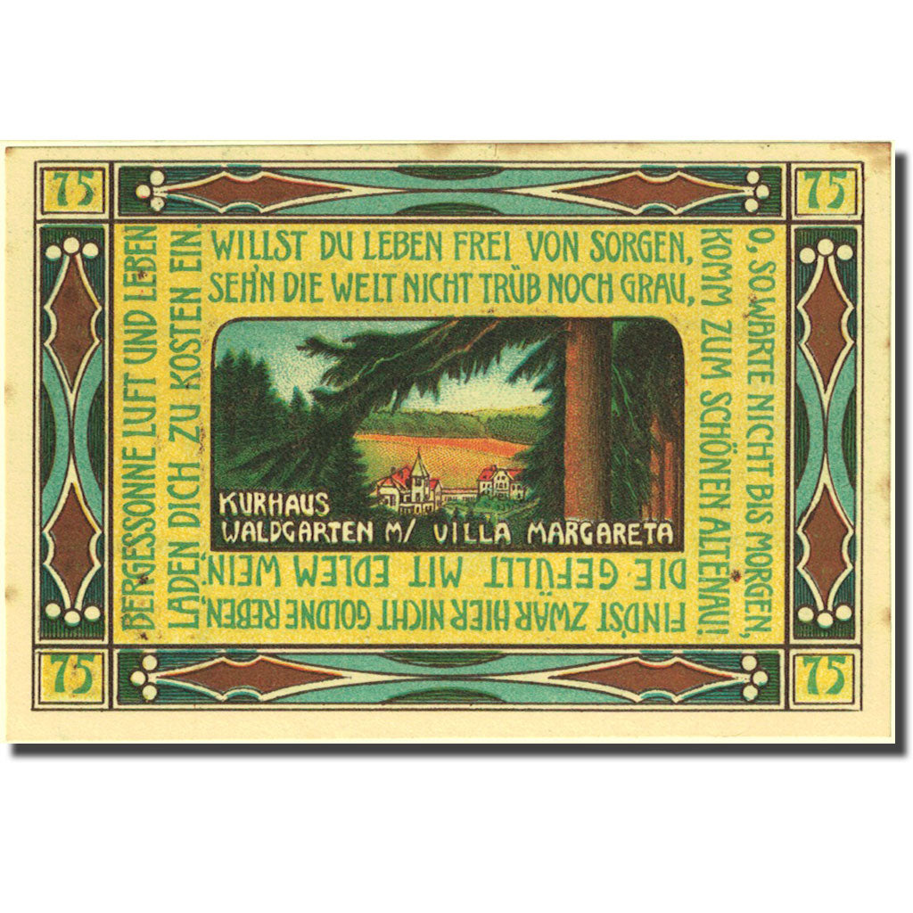 Banknote, Germany, Altenau a/ Harz, 75 Pfennig, Forêt, 1921 UNC(63) Mehl 17.1
