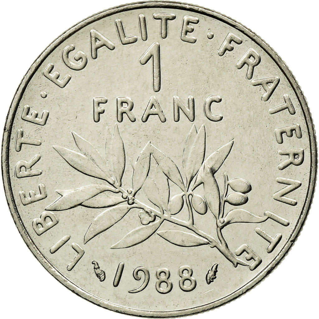 Coin, France, Semeuse, Franc, 1988, MS(65-70), Nickel, KM:925.1, Gadoury:474