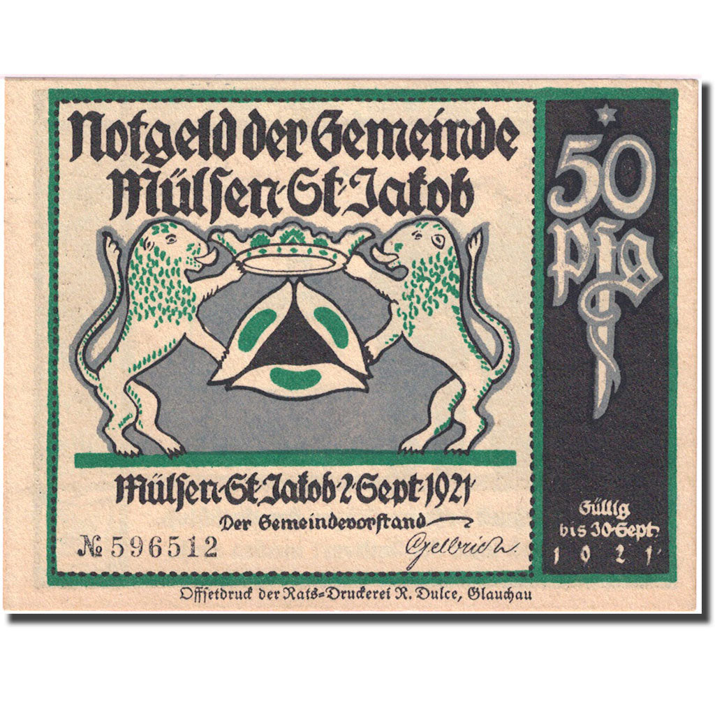 Banknote, Germany, Mülsen St Jacob, 50 Pfennig, personnage 1 UNC(63) Mehl 906.3