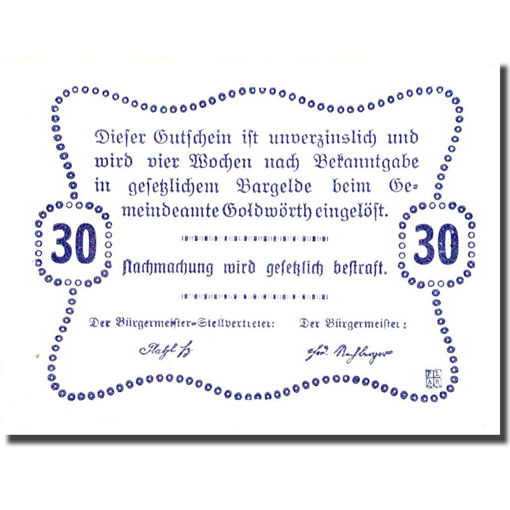Banknote, Austria, Goldwörth, 30 Heller, Taverne, 1920, UNC(63)