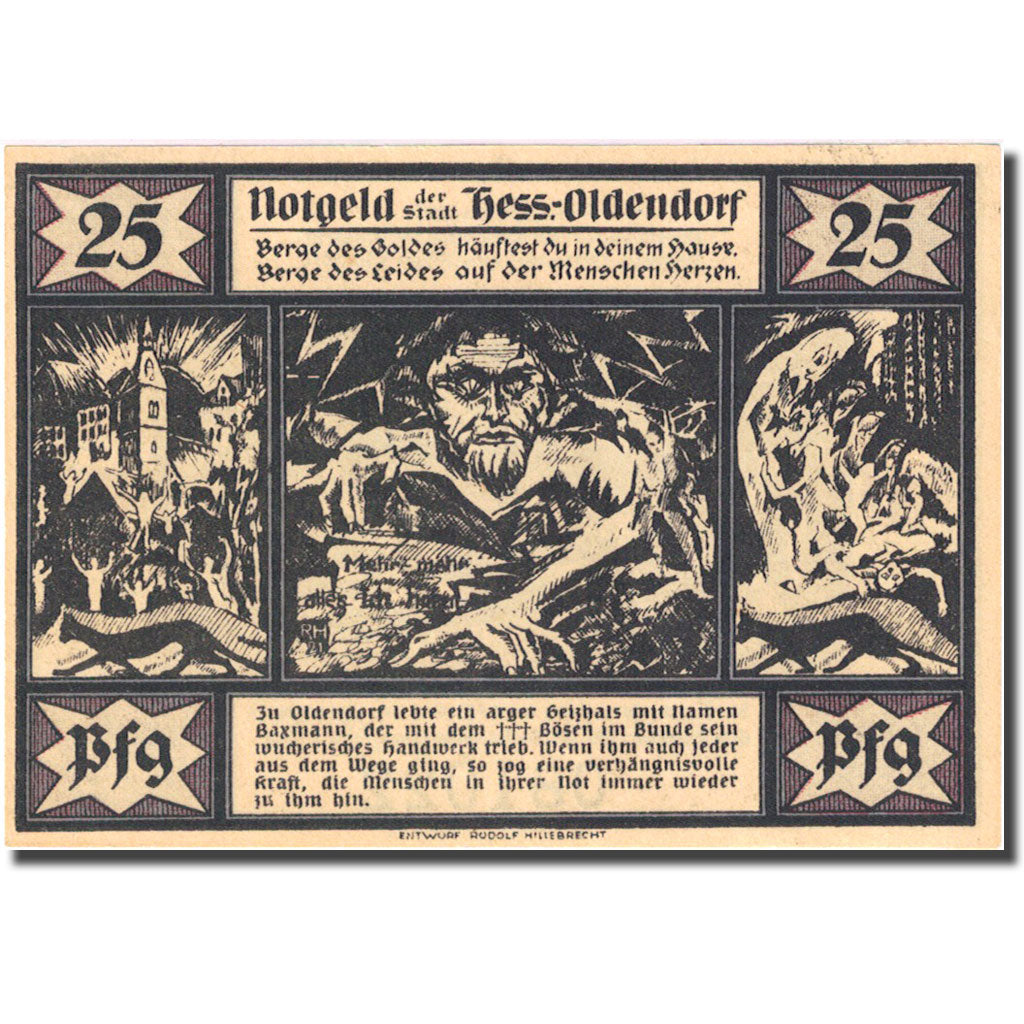 Banknote, Germany, Hessisch Oldendorf 25 Pfennig château 1921 UNC(63) Mehl 606.2