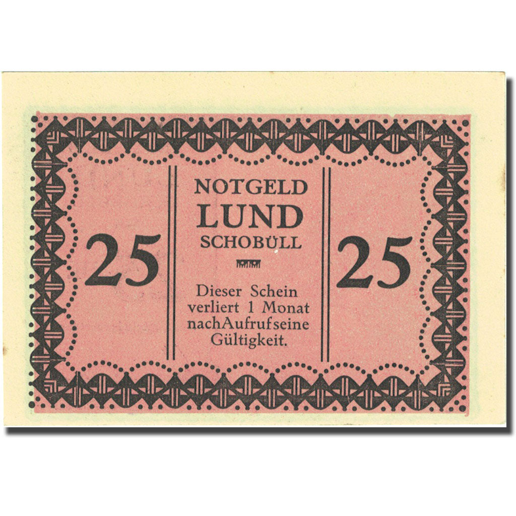 1Geldschein, Deutschland, lund-Schobüll, 25 Pfennig 1921 rosa UNZ- Mehl 844.1b