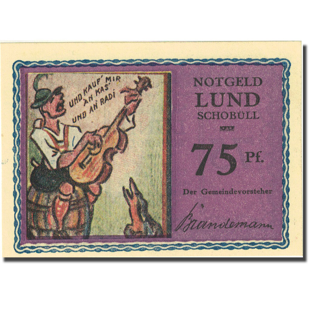 Banconote, Germania, lund-Schobüll, 75 Pfennig personnage 1 pink SPL Mehl 844.1b