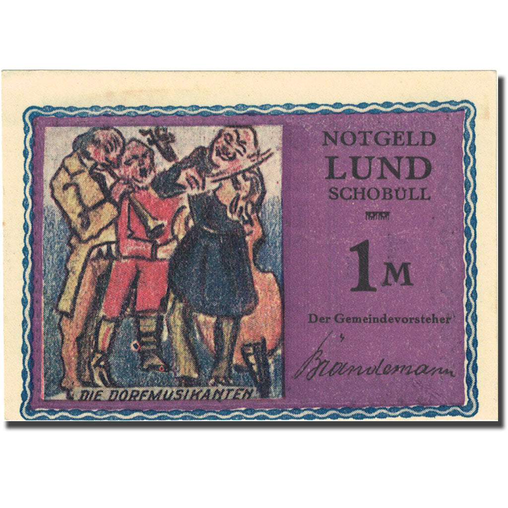 Banknote, Germany, lund-Schobüll, 1 Mark personnage 2 pink UNC(63) Mehl 844.1b