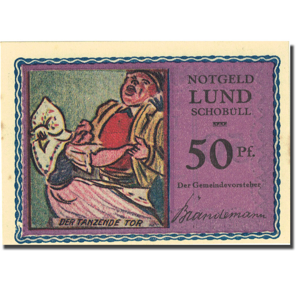 Banknote, Germany, lund-Schobüll, 50 Pfennig purple 1921 UNC(63) Mehl 844.2b