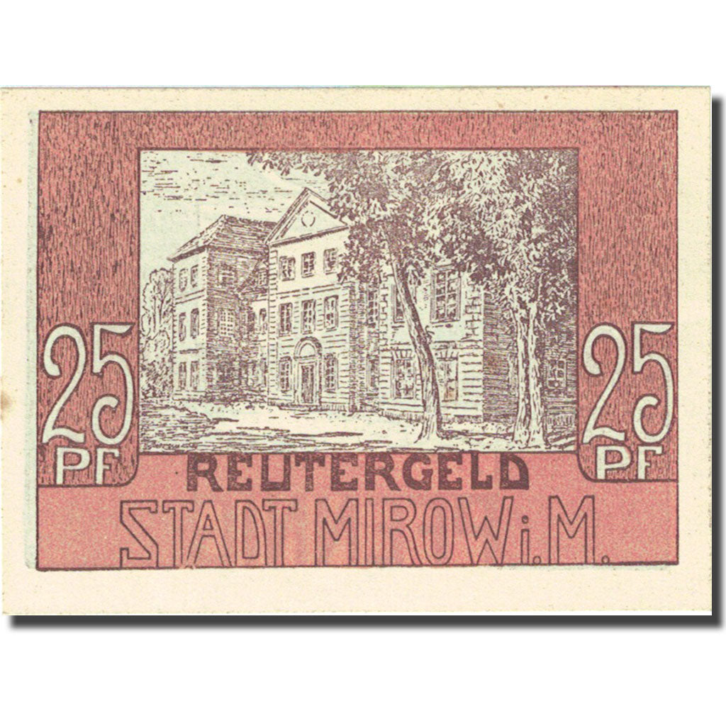Banknote, Germany, Mirow, 25 Pfennig, manoir 1922-05-31, UNC(63) Mehl 889.1