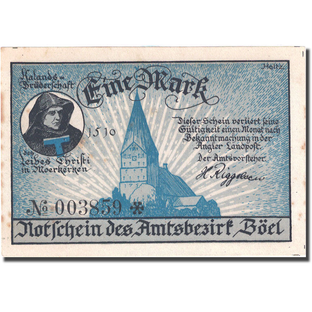 Banknote, Germany, Böel, 1 Mark, manoir, 1920, AU(55-58), Mehl:132.1a