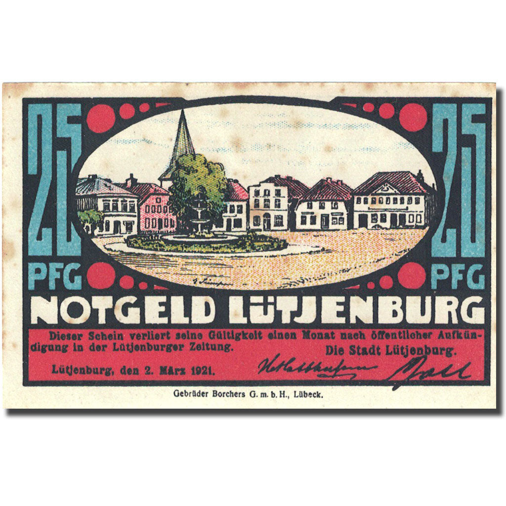 Banconote, Germania, Lütjenburg, 25 Pfennig, village 1921-03-02 SPL Mehl 843.1
