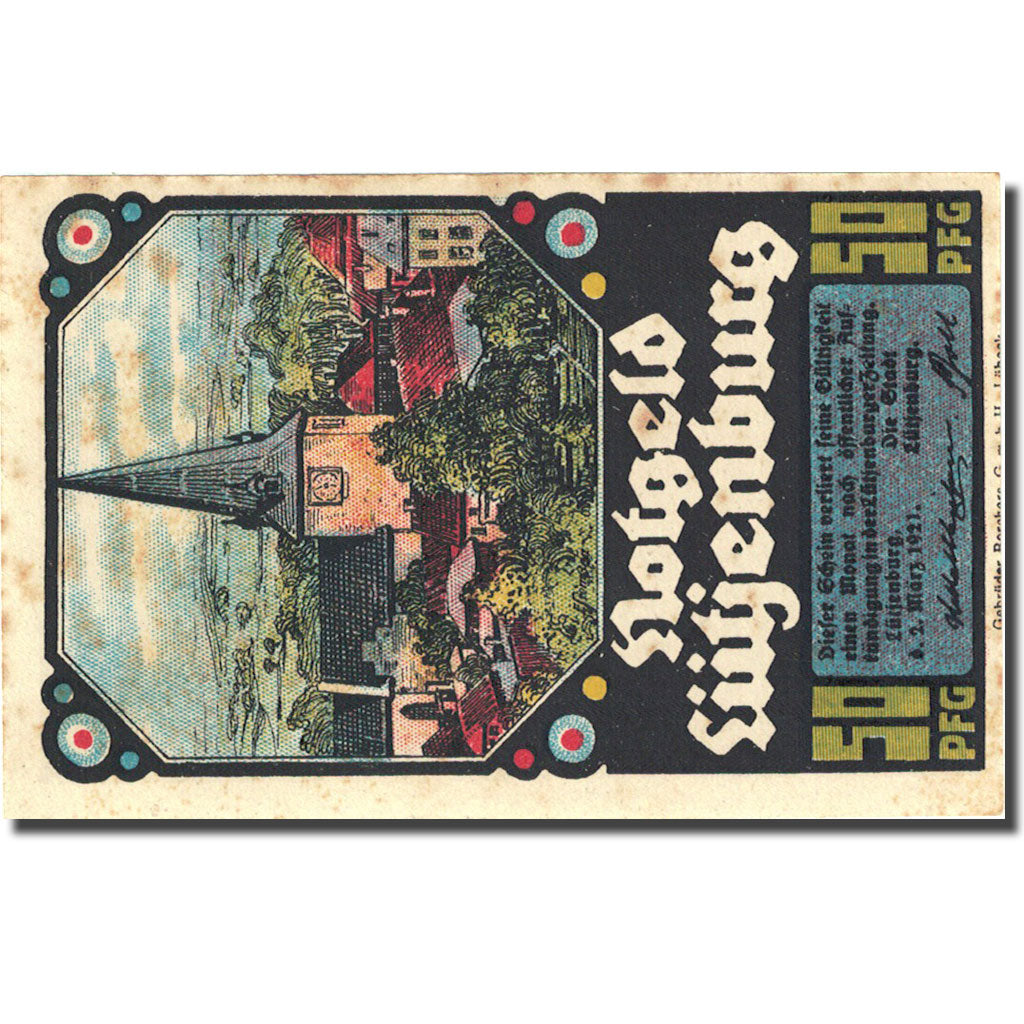 Banknote, Germany, Lütjenburg, 50 Pfennig, Monument, 1921 AU(55-58) Mehl 843.1