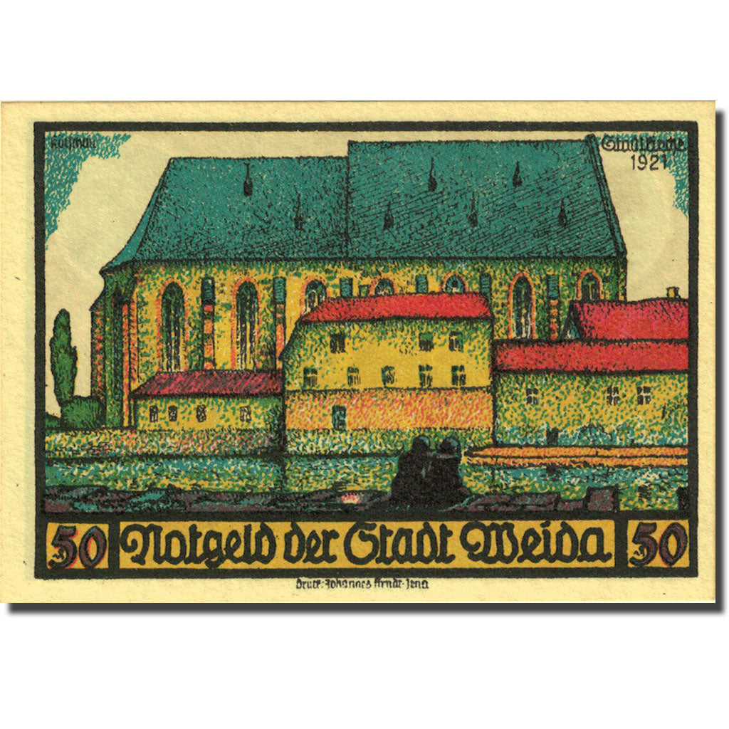 Banknote, Germany, Weida, 50 Pfennig, Eglise 1921-09-30, UNC(63) Mehl 1391.2