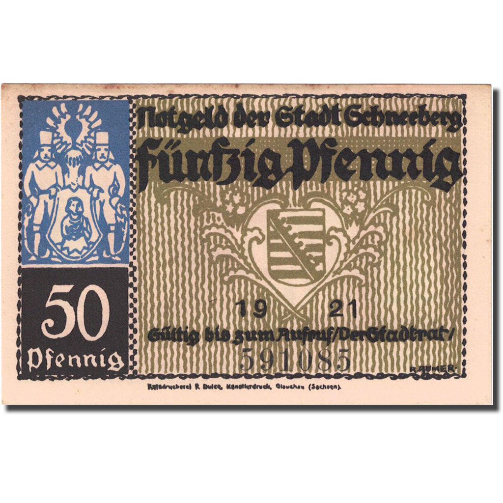 Banknote, Germany, Schneeberg, 50 Pfennig, manoir, 1921, UNC(63), Mehl:1190.1a