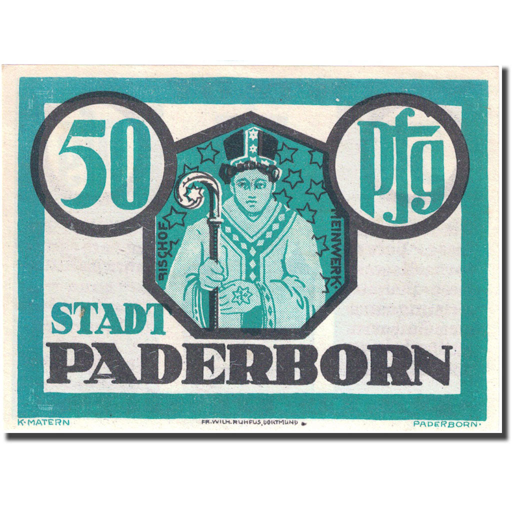 Banknote, Germany, Paderborn, 50 Pfennig, château 1921-11-10 UNC(63) Mehl 1043.1