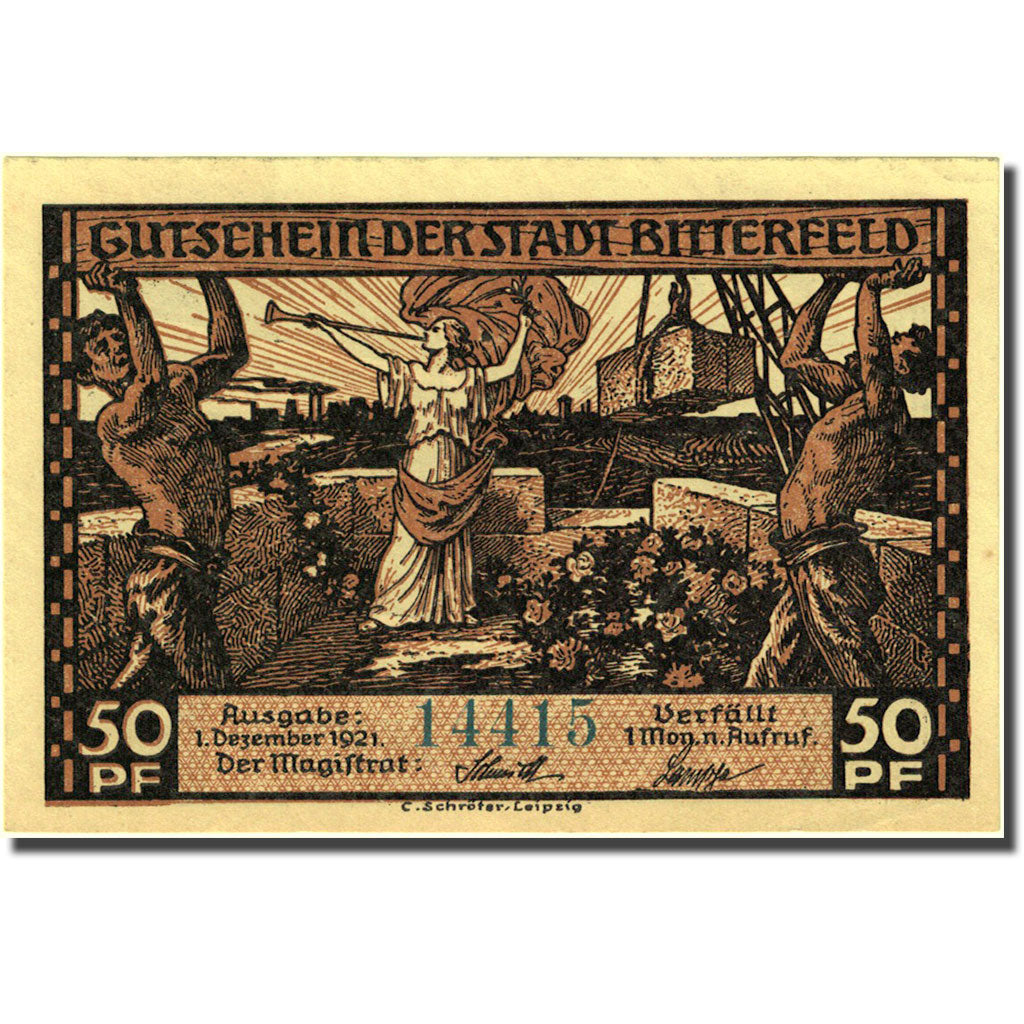 Banknote, Germany, Bitterfeld, 50 Pfennig, Usine, 1921 UNC(63) Mehl 111.3