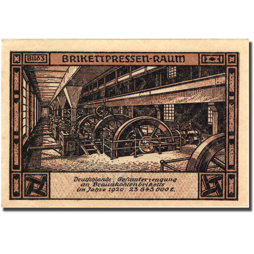 Banknote, Germany, Bitterfeld, 50 Pfennig, Usine, 1921 UNC(63) Mehl 111.3