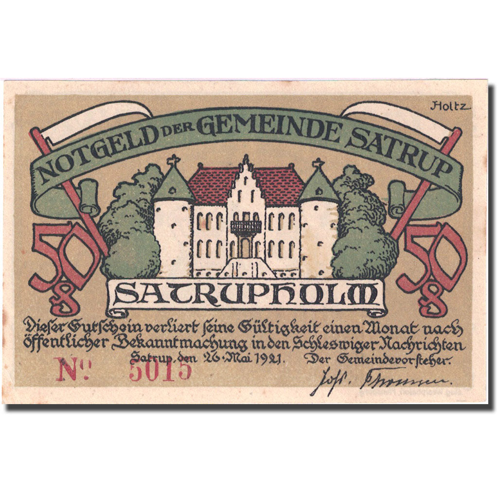 Banconote, Germania, Satrup, 50 Pfennig, personnage 1921-05-26 SPL Mehl 1169.1a