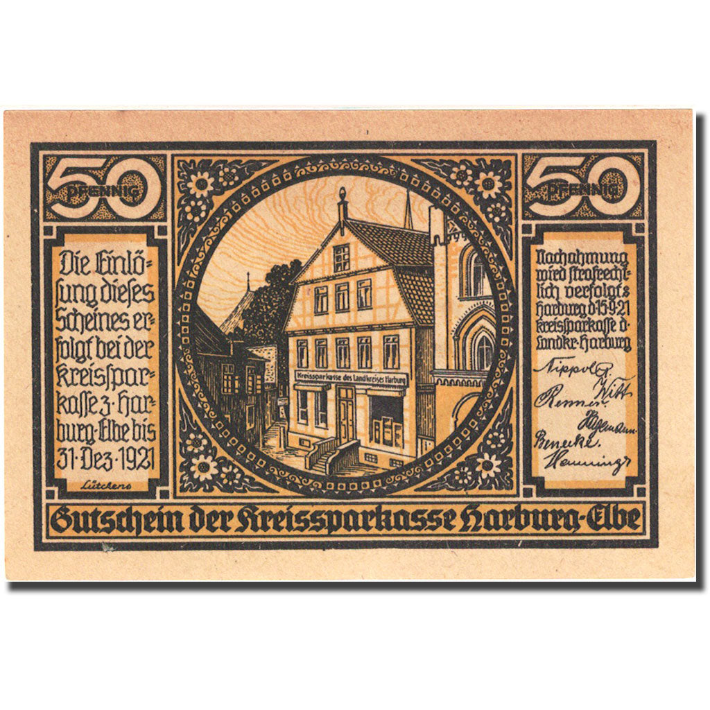 Banknote, Germany, Harburg, 50 Pfennig, pont ,1921-12-31, UNC(63) Mehl 580.1a