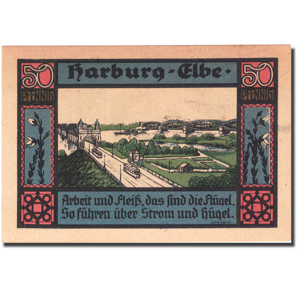 Banknote, Germany, Harburg, 50 Pfennig, pont ,1921-12-31, UNC(63) Mehl 580.1a